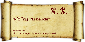Móry Nikander névjegykártya