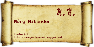 Móry Nikander névjegykártya